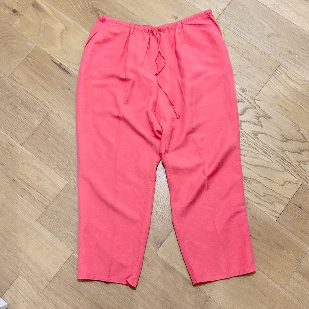 Womens 1X Vintage Sigrid Olsen Sport Linen Rayon Coral Pant Set Resort Coastal - Picture 15 of 16